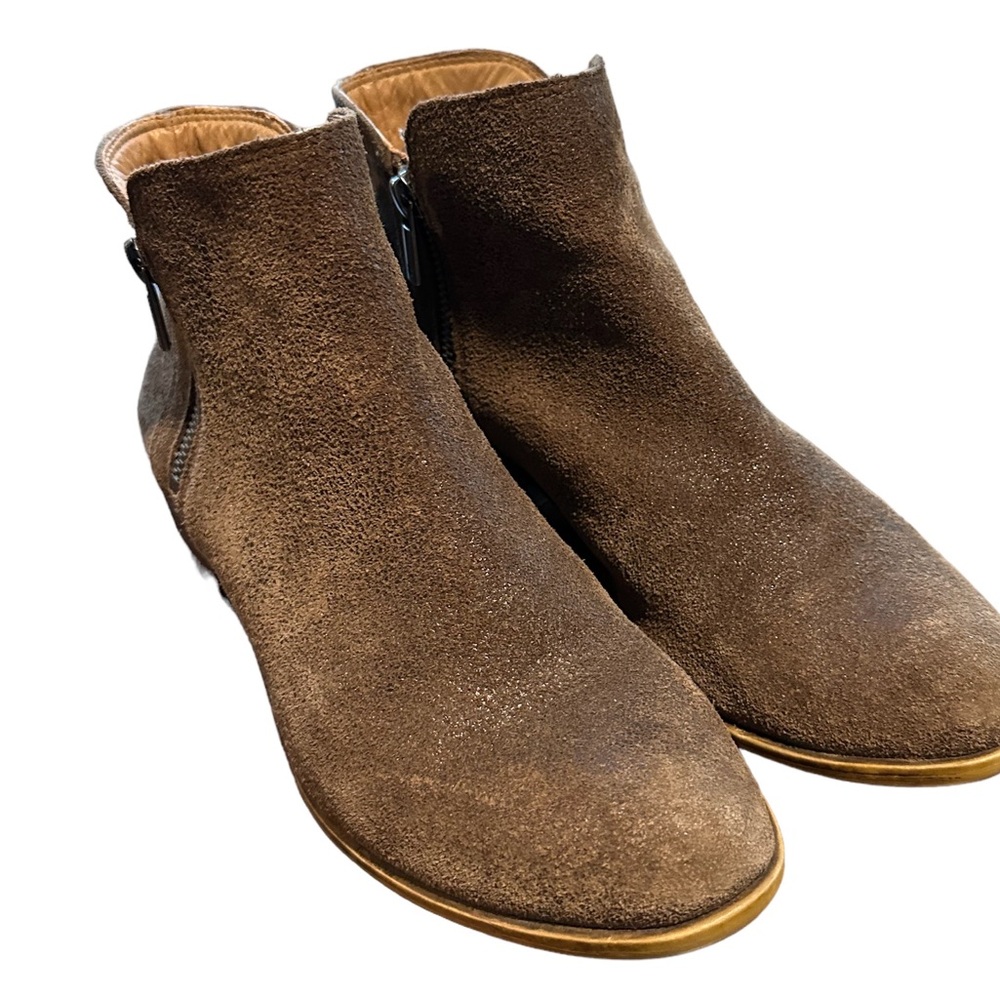 Lucky Brand LK Breah Double Zipper Brown Leather Booties Size 8.5 Style #E0195